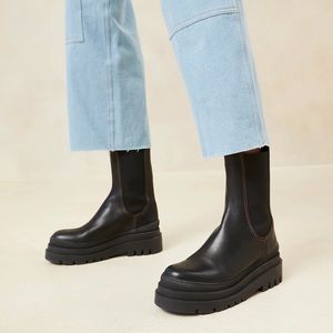 Loeffler Randall Carlota Black Chunky Lug Boot sz 8
